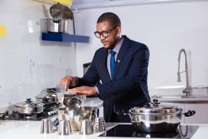 Businessman cooking  Businessman cooking